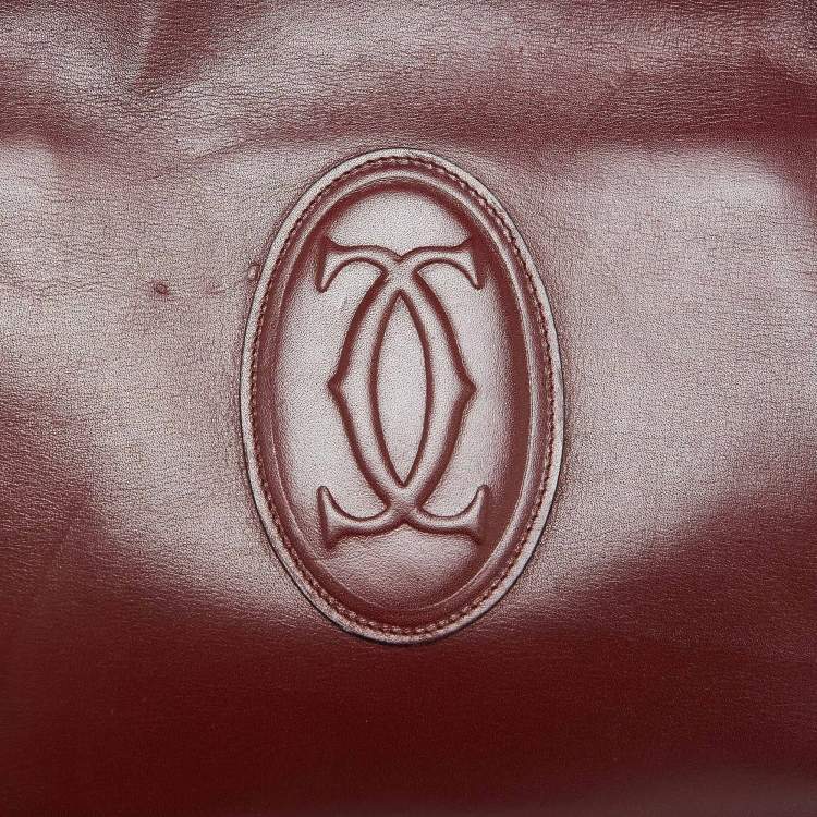 Pre Owned Cartier Burgundy Leather Les Must de Cartier Shoulder Bag