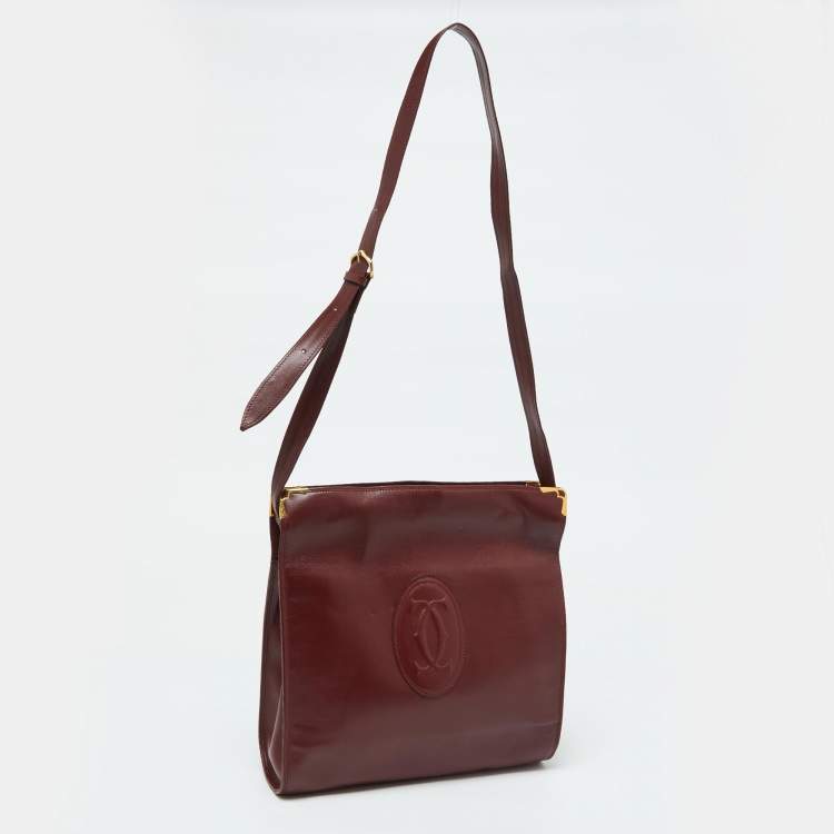 Pre Owned Cartier Burgundy Leather Les Must de Cartier Shoulder Bag