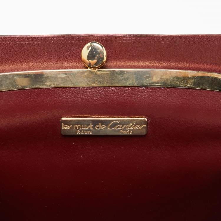 Pre Owned Cartier Burgundy Leather Les Must de Cartier Shoulder Bag