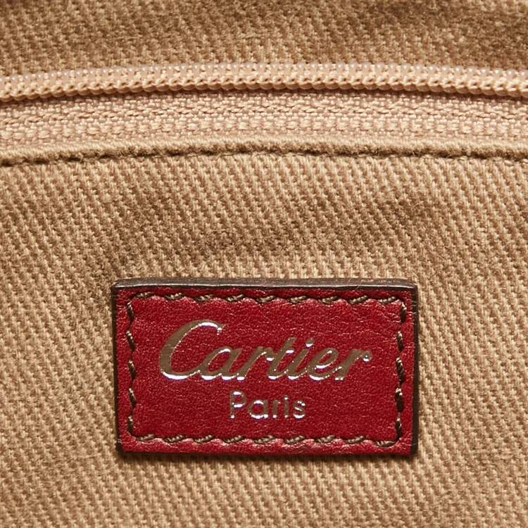 Pre Owned Cartier Burgundy Leather and Suede Marcello De Cartier Flap Top Handle Bag