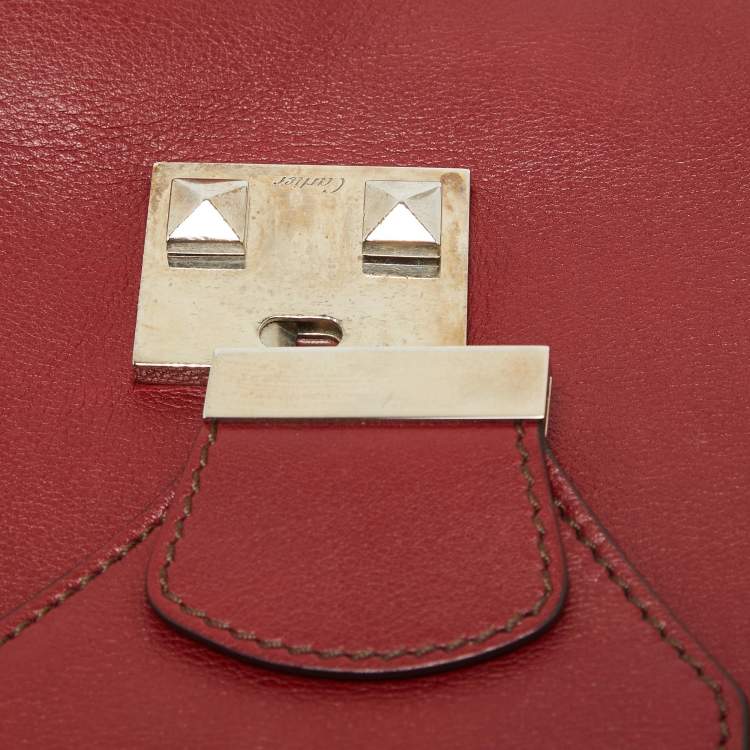 Pre Owned Cartier Burgundy Leather and Suede Marcello De Cartier Flap Top Handle Bag