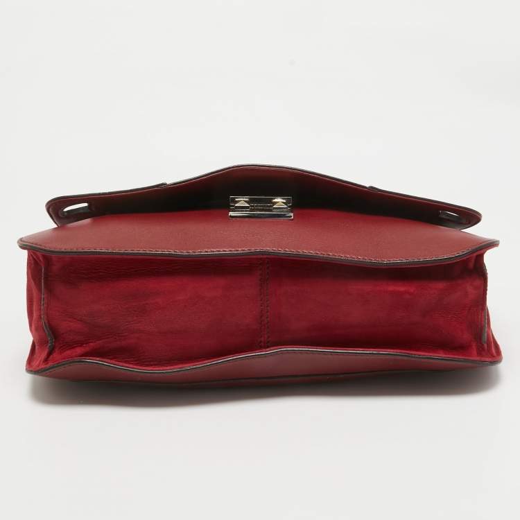 Pre Owned Cartier Burgundy Leather and Suede Marcello De Cartier Flap Top Handle Bag