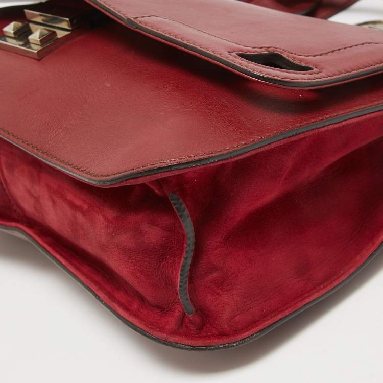 Pre Owned Cartier Burgundy Leather and Suede Marcello De Cartier Flap Top Handle Bag