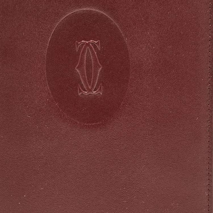Pre Owned Cartier Red Leather Must de Cartier Bifold Long Wallet