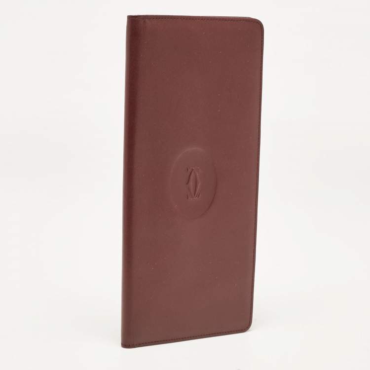 Pre Owned Cartier Red Leather Must de Cartier Bifold Long Wallet
