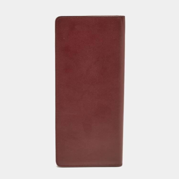Pre Owned Cartier Red Leather Must de Cartier Bifold Long Wallet