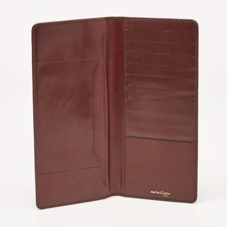 Pre Owned Cartier Red Leather Must de Cartier Bifold Long Wallet