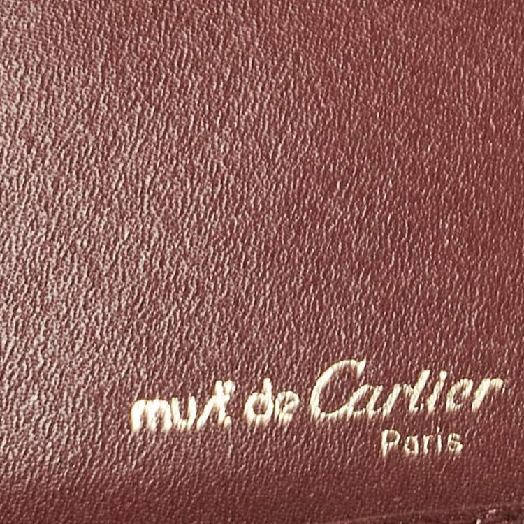 Pre Owned Cartier Red Leather Must de Cartier Bifold Long Wallet