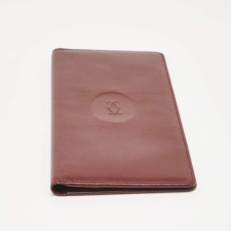 Pre Owned Cartier Red Leather Must de Cartier Bifold Long Wallet