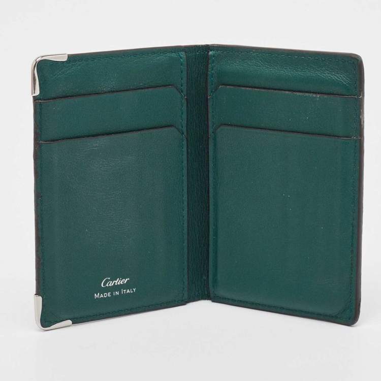Pre Owned Cartier Green Leather Must de Cartier Card Case