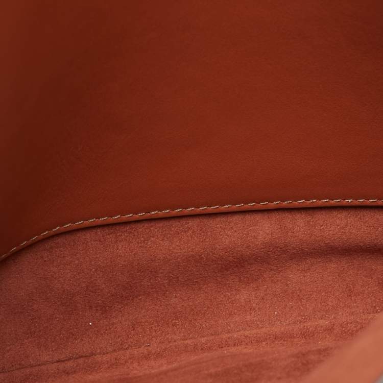 Pre Owned Cartier Brown Leather Logo Flap Clutch