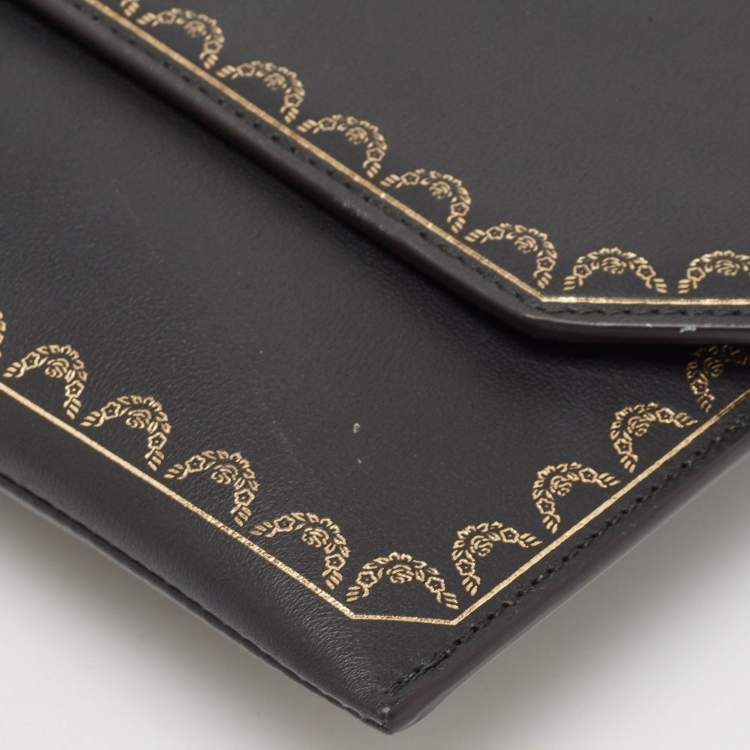 Pre Owned Cartier Black Leather Guirlande de Cartier Clutch