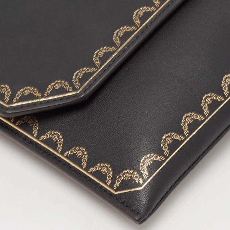 Pre Owned Cartier Black Leather Guirlande de Cartier Clutch