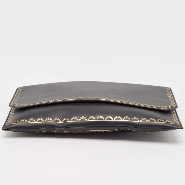 Pre Owned Cartier Black Leather Guirlande de Cartier Clutch