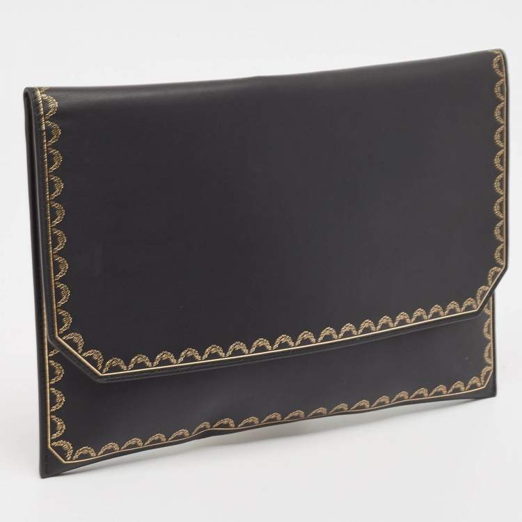 Pre Owned Cartier Black Leather Guirlande de Cartier Clutch