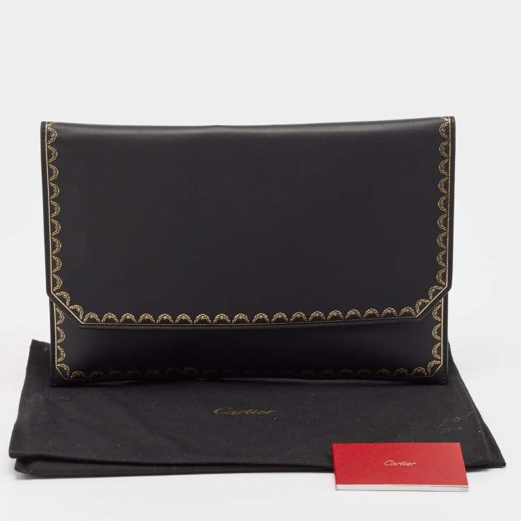 Pre Owned Cartier Black Leather Guirlande de Cartier Clutch