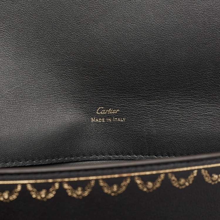 Pre Owned Cartier Black Leather Guirlande de Cartier Clutch