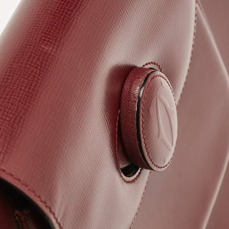 Pre Owned Cartier Burgundy Leather Happy Birthday Hobo