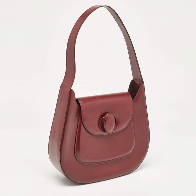 Pre Owned Cartier Burgundy Leather Happy Birthday Hobo