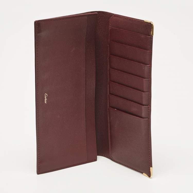 Pre Owned Cartier Burgundy Leather Must de Cartier Long Bifold Wallet
