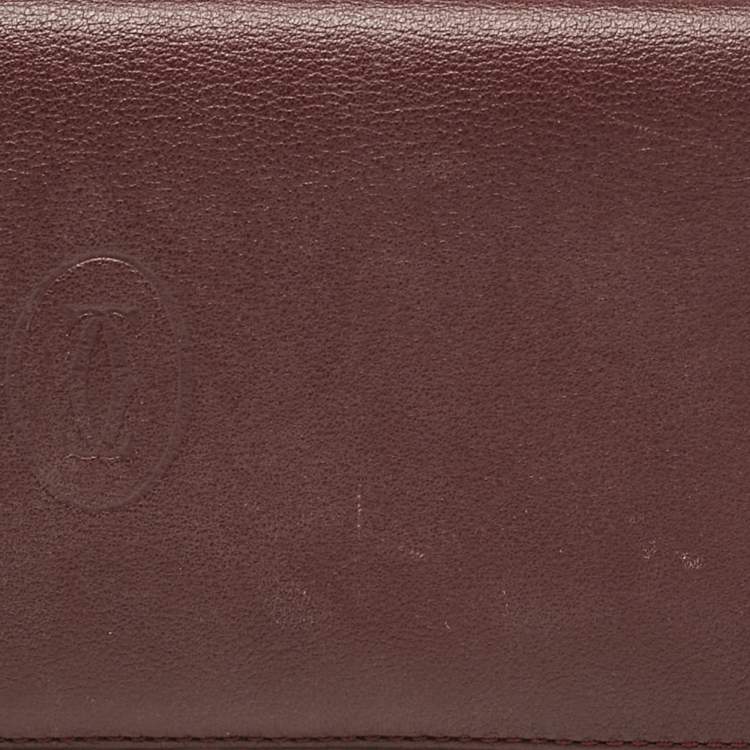 Pre Owned Cartier Burgundy Leather Must de Cartier Long Bifold Wallet
