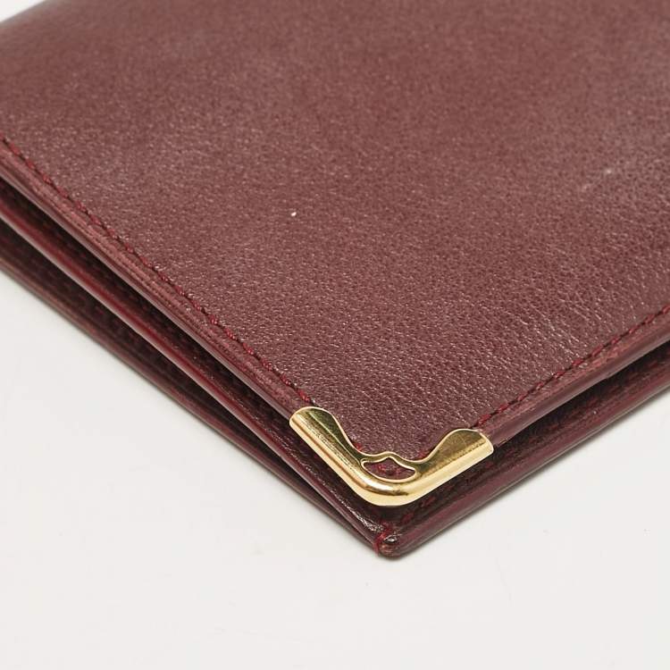 Pre Owned Cartier Burgundy Leather Must de Cartier Long Bifold Wallet