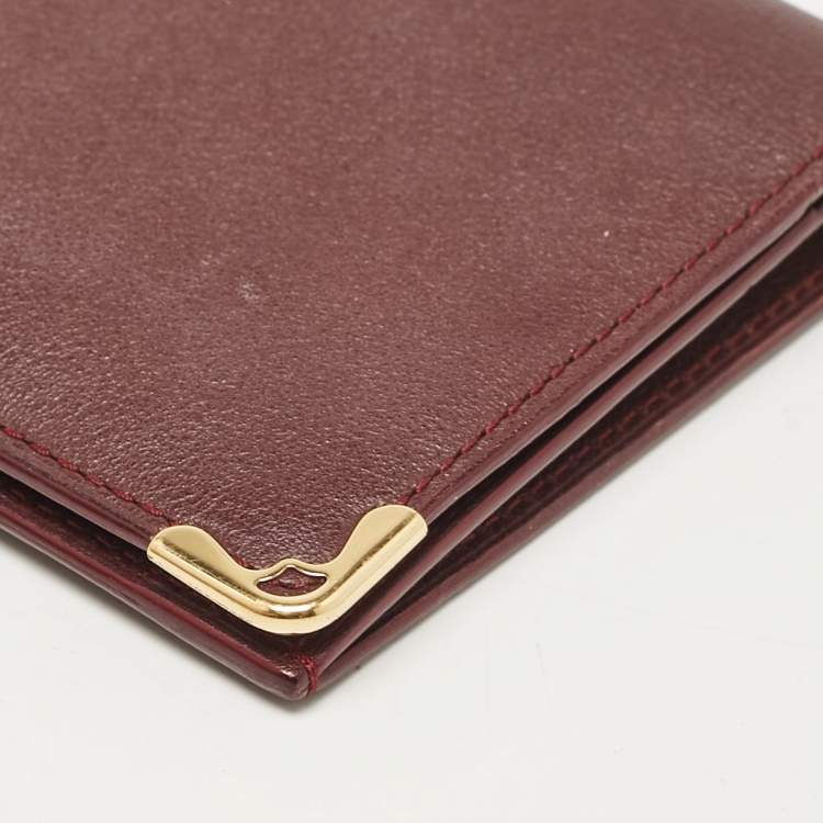 Pre Owned Cartier Burgundy Leather Must de Cartier Long Bifold Wallet
