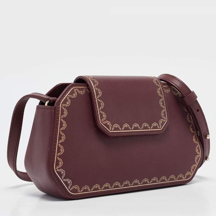 Pre Owned Cartier Burgundy Leather Nano Guirlande de Cartier Crossbody Bag