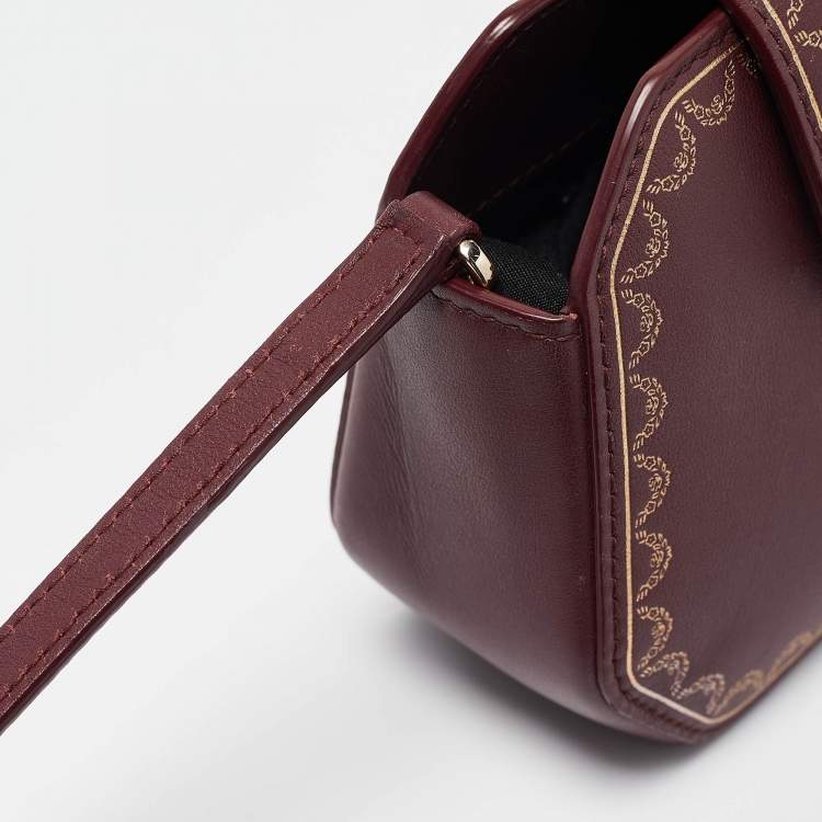 Pre Owned Cartier Burgundy Leather Nano Guirlande de Cartier Crossbody Bag