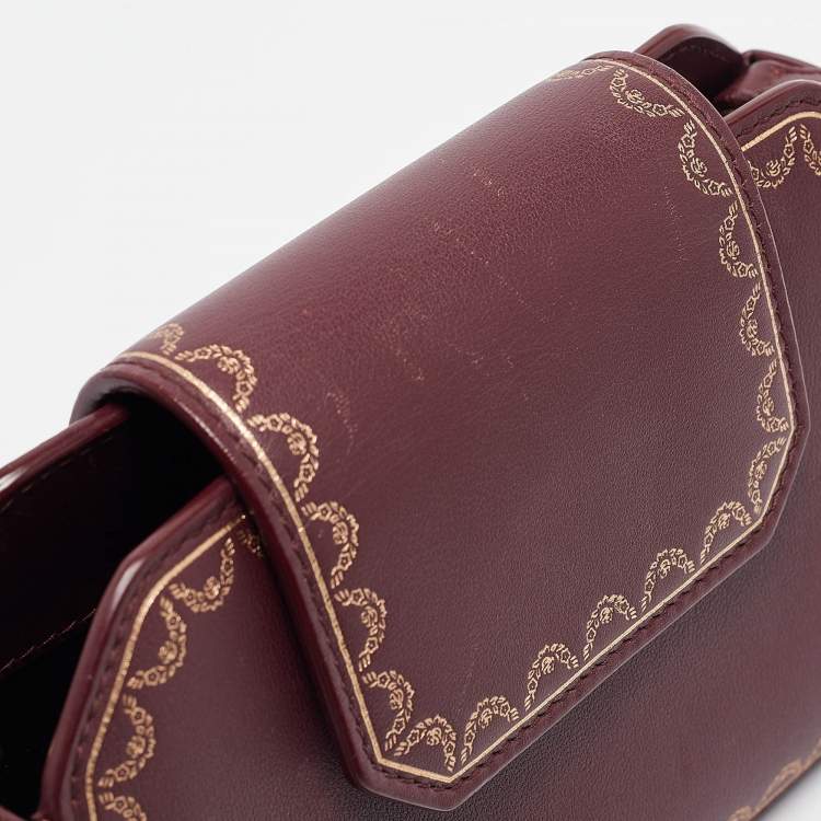 Pre Owned Cartier Burgundy Leather Nano Guirlande de Cartier Crossbody Bag