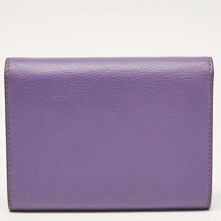 Pre Owned Cartier Purple Leather C de Cartier Compact Wallet