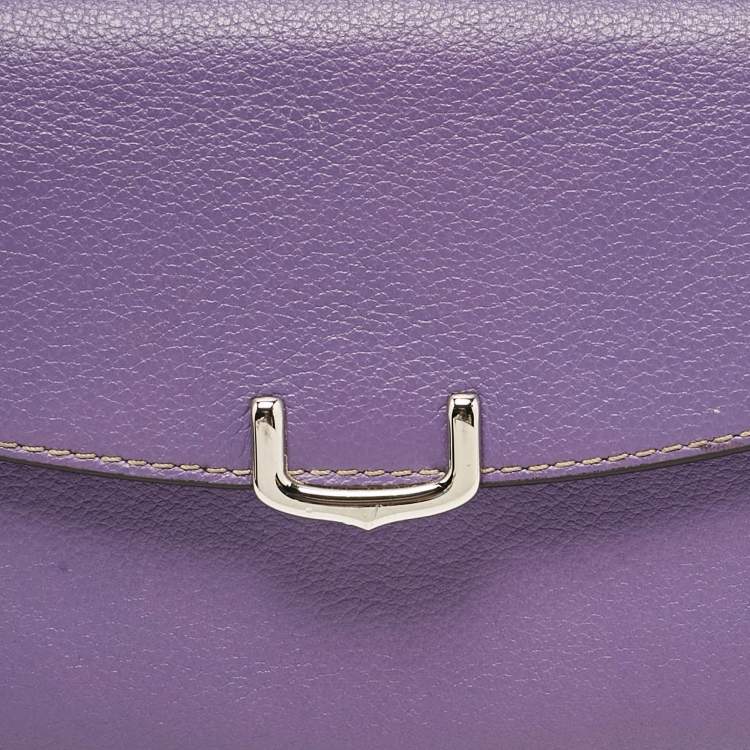 Pre Owned Cartier Purple Leather C de Cartier Compact Wallet