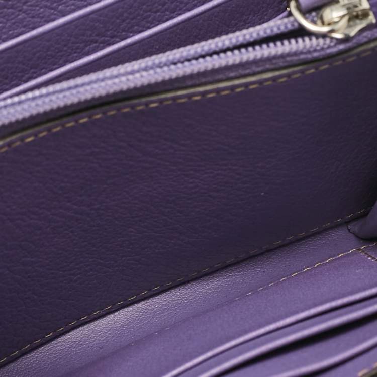 Pre Owned Cartier Purple Leather C de Cartier Compact Wallet