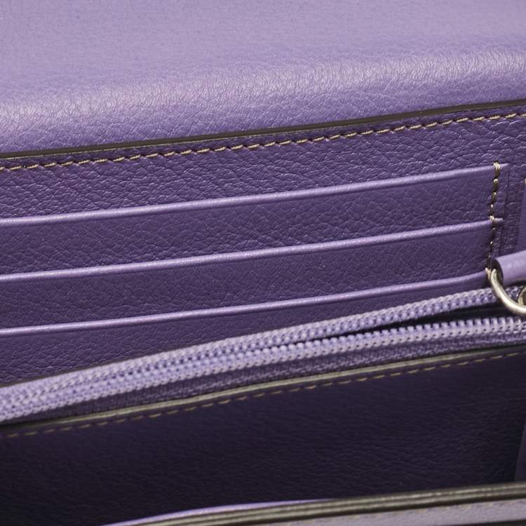 Pre Owned Cartier Purple Leather C de Cartier Compact Wallet