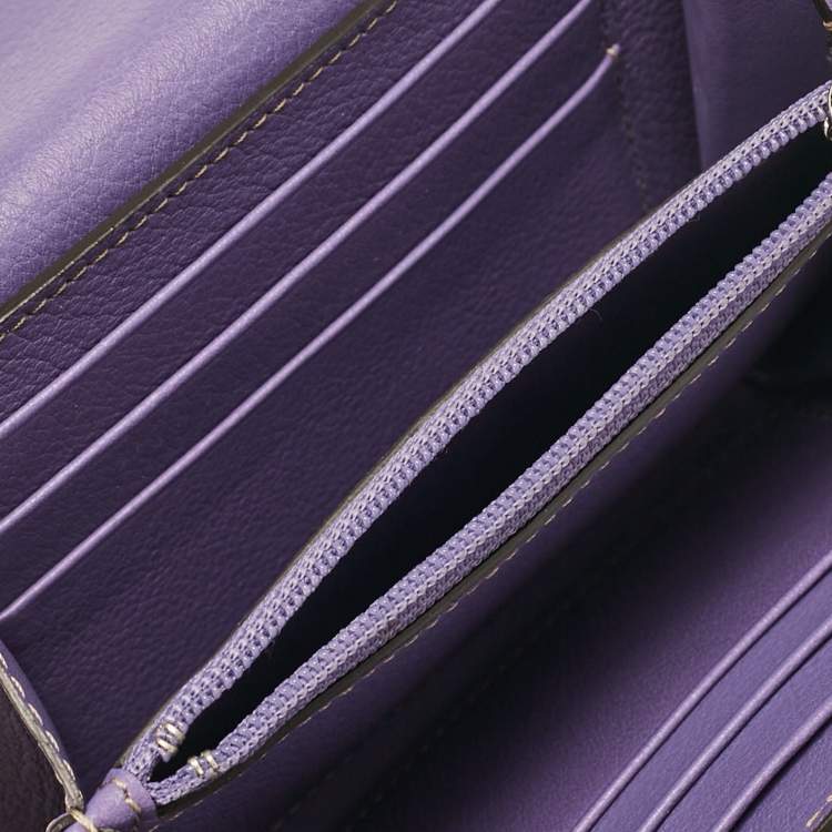 Pre Owned Cartier Purple Leather C de Cartier Compact Wallet