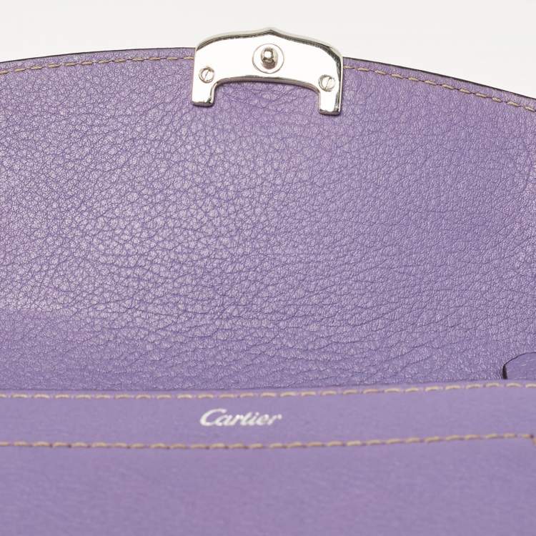 Pre Owned Cartier Purple Leather C de Cartier Compact Wallet