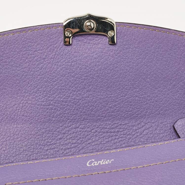 Pre Owned Cartier Purple Leather C de Cartier Compact Wallet