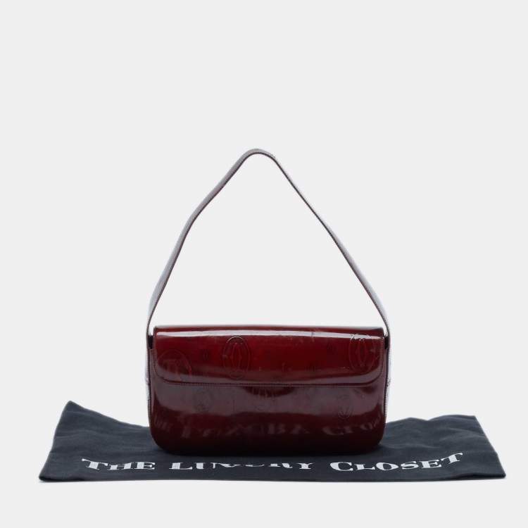 Pre Owned Cartier Red Patent Leather Happy Birthday Flap Bag