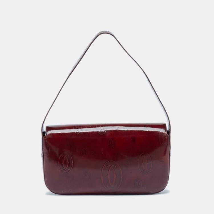 Pre Owned Cartier Red Patent Leather Happy Birthday Flap Bag