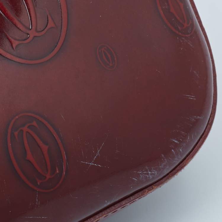 Pre Owned Cartier Red Patent Leather Happy Birthday Flap Bag