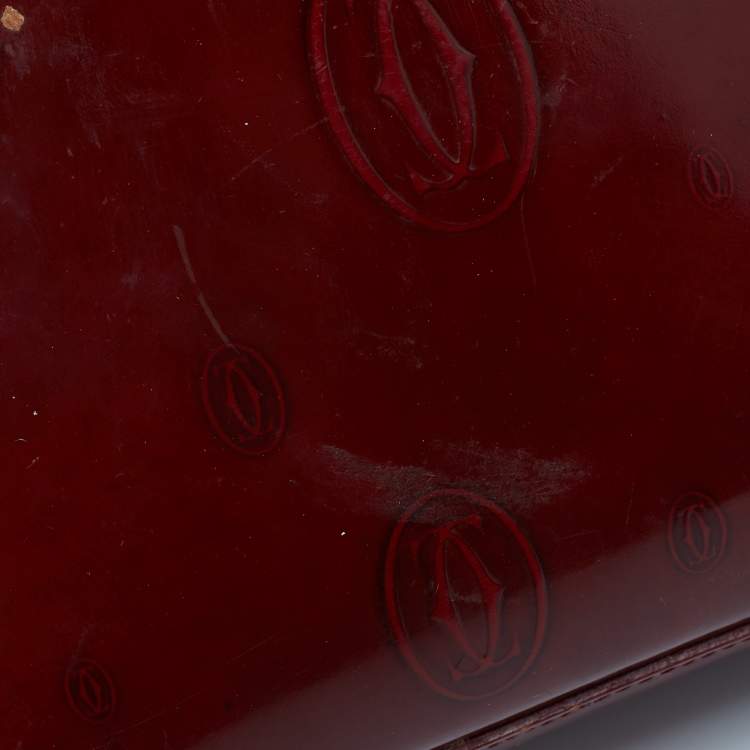 Pre Owned Cartier Red Patent Leather Happy Birthday Flap Bag