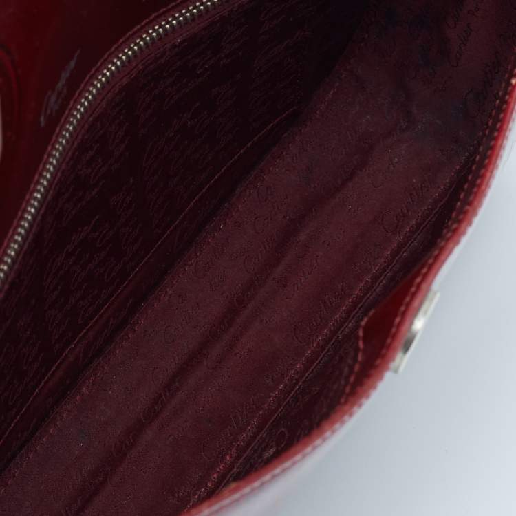 Pre Owned Cartier Red Patent Leather Happy Birthday Flap Bag