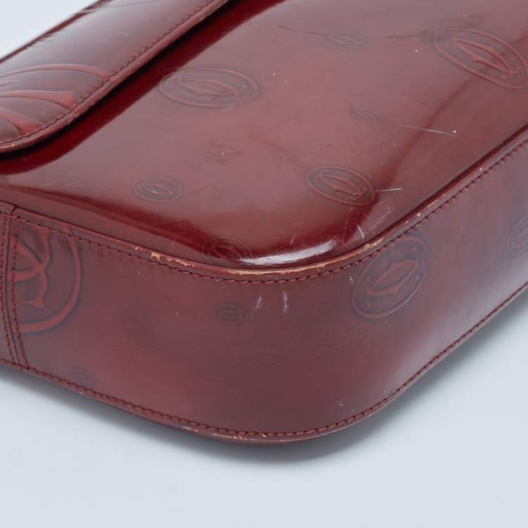 Pre Owned Cartier Red Patent Leather Happy Birthday Flap Bag