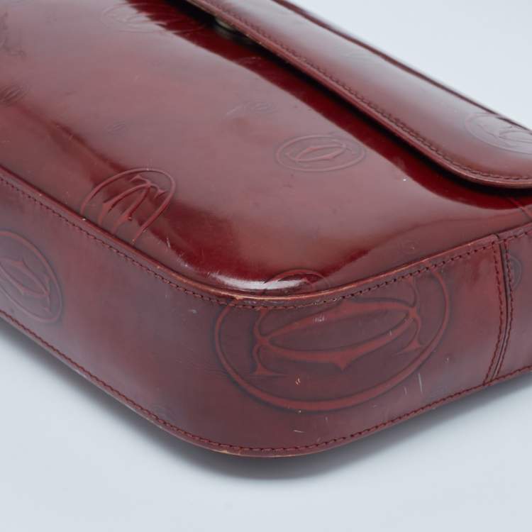 Pre Owned Cartier Red Patent Leather Happy Birthday Flap Bag