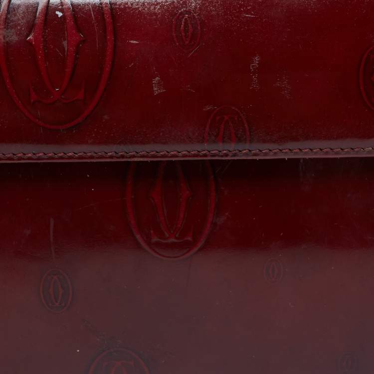 Pre Owned Cartier Red Patent Leather Happy Birthday Flap Bag