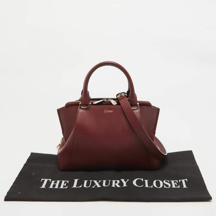 Pre Owned Cartier Dark Red Leather Mini C de Cartier Satchel