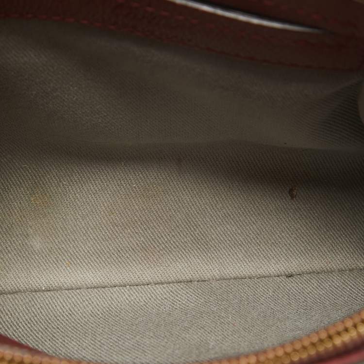 Pre Owned Cartier Dark Red Leather Mini C de Cartier Satchel