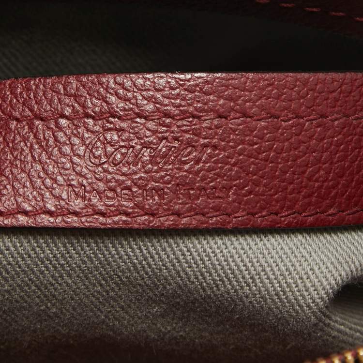 Pre Owned Cartier Dark Red Leather Mini C de Cartier Satchel