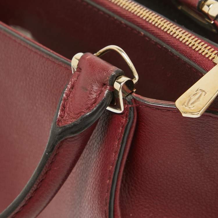 Pre Owned Cartier Dark Red Leather Mini C de Cartier Satchel