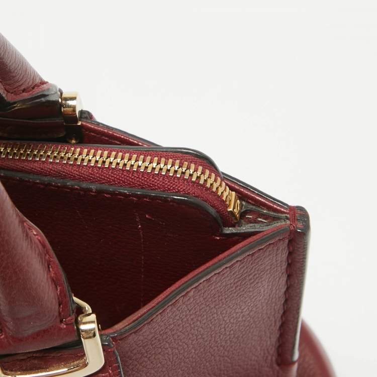 Pre Owned Cartier Dark Red Leather Mini C de Cartier Satchel